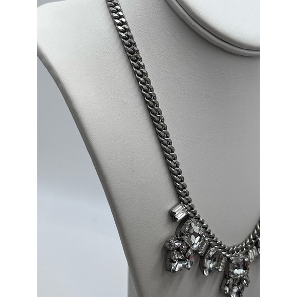Juicy Couture Limited Edition Rhinestone Silver Tone Chain Statement Necklace - Picture 6 of 14